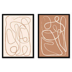 Cream and Beige Set of 2 Abstract Squiggles