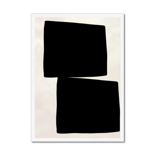 Beige Balance: Dual Black Square Offset wall art print