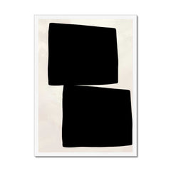 Beige Balance: Dual Black Square Offset wall art print