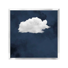 Minimalist Cloud Wall Art Print – Navy Blue Sky Decor, Calm Zen Modern Wall Art