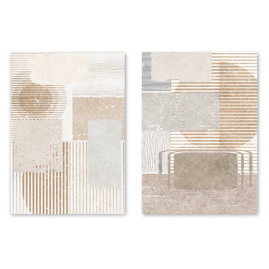 Minimalist Abstract Wall Art Set of 2 | Neutral Beige Line Art Prints | Modern Scandinavian Japandi Decor | Printable Wall Art