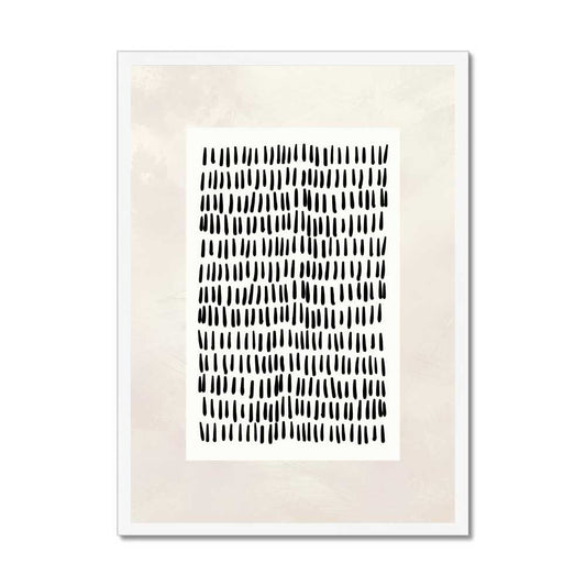 Beige Tranquility: White Rectangle and Black Strokes