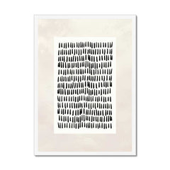 Beige Tranquility: White Rectangle and Black Strokes