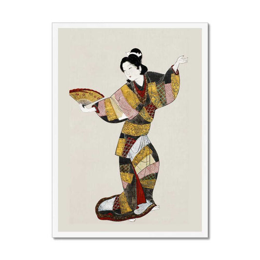 Japanese female dancer (17th century) vintage painting.