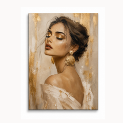 Luxury Gold Portrait Wall Art Print | Elegant Feminine Abstract Canvas | Neutral Beige & Gold Statement Artwork | Downloadable Wall Decor