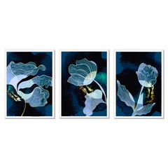 Azure Elegance: Set of 3 Prints