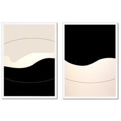 Black and Beige Abstract Wall Art Duo