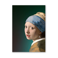 Girl with a Pearl Earring - Green Altered Art -Johannes Vermeer