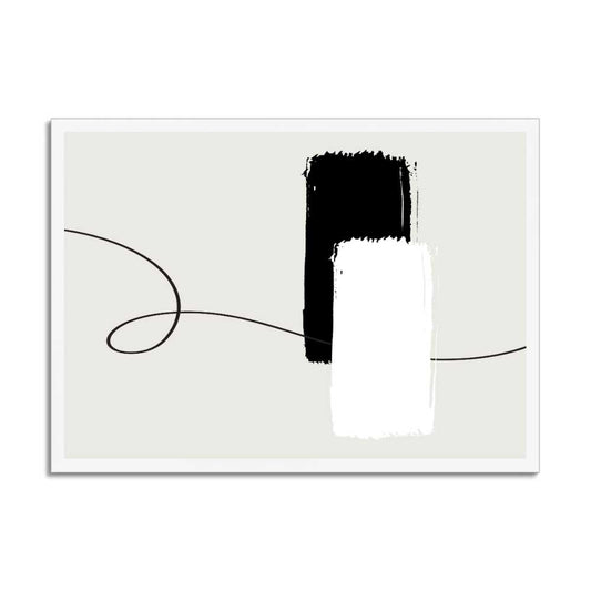 Linear Contrast: Abstract Black Line with Monochrome Rectangles