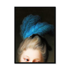 Blue Vintage Feather Renaissance Portrait, Dark Academia