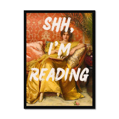 Altered Vintage Art - Quote: Shh, I'm reading