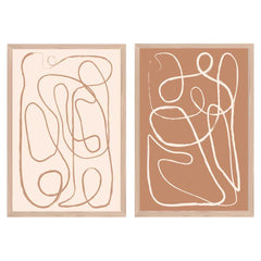 Cream and Beige Set of 2 Abstract Squiggles