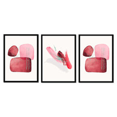 Pink and Red Abstract Trio