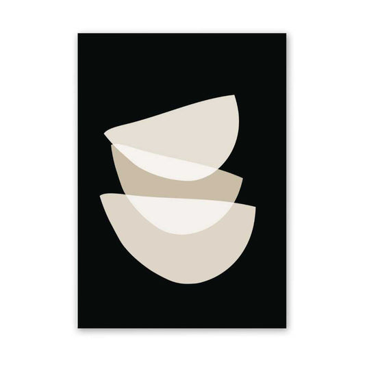 Beige Crescent Abstract Wall Art Printable – Minimalist Black & Neutral Geometric Print | Modern Digital Download Decor