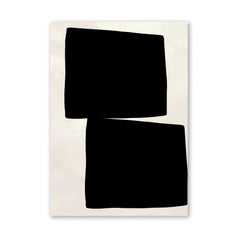 Beige Balance: Dual Black Square Offset wall art print