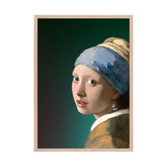 Girl with a Pearl Earring - Green Altered Art -Johannes Vermeer