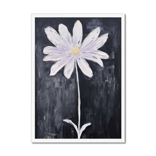 Solitary Elegance: Vintage Oil Painted Daisy in Print