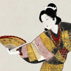 Japanese female dancer (17th century) vintage painting.