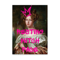 Altered Vintage Art - Resting witch face