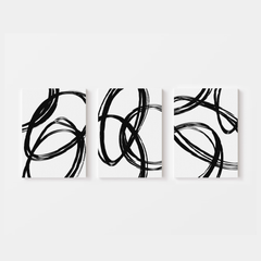 Monochromatic Orbital Wall Art Set of 3 – Black and White Abstract Line Art Prints | Minimalist Modern Decor Printable