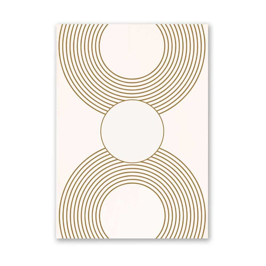 Symmetry Abstract Wall Art Printable – Minimalist Gold Line Circles on Beige | Neutral Modern Luxury Decor