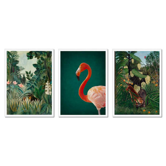 Tropical Jungle and Flamingo Trio