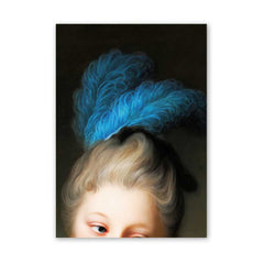 Blue Vintage Feather Renaissance Portrait, Dark Academia