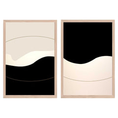 Black and Beige Abstract Wall Art Duo