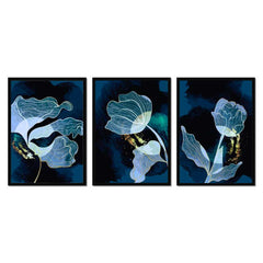Azure Elegance: Set of 3 Prints