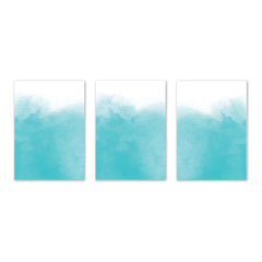 Turquoise Tides: Set of 3 Watercolour Abstract Prints