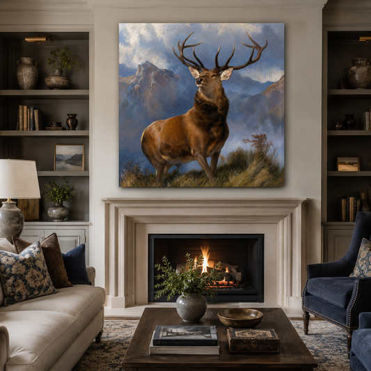Majestic Highland Stag Wall Art Print | Vintage Wildlife Canvas | Printable Download | Inspired Traditional Country Home Decor, Monarch of the Glen