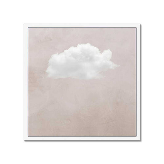Minimalist cloud wall art with white cloud on warm beige background, neutral calming printable decor