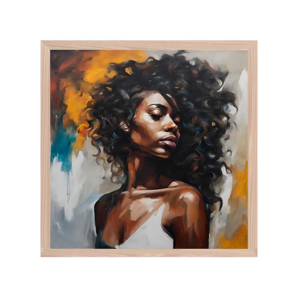 Instantly download, print and frame this printable wall art. A modern abstract oil painted print of a woman on a square canvas. The portrait is a vibrant exploration of individuality, capturing the essence and complexity of female identity through abstract art. Perfect for a modern home or apartment, office space or bar.