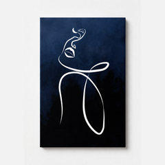 Navy Blue Minimalist Line Art Print | Modern Abstract Female Figure Wall Art | Printable Contemporary Canvas | Digital Download