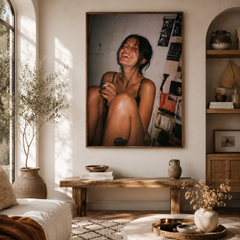 Raw Emotion Portrait Wall Art | Editorial Flash Photography Print | Moody Film Grain Digital Download | Contemporary Mixed Media Wall Decor