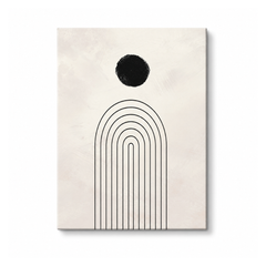Minimalist Abstract Wall Art Printable – Beige Black Rainbow Line Zen Decor