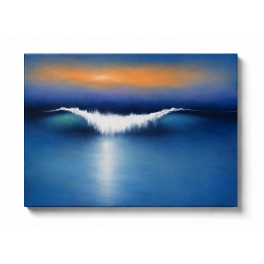 Abstract Ocean Wave Wall Art Print | Blue Coastal Seascape Canvas | Modern Minimalist Digital Download