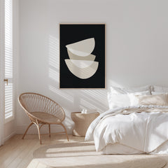 Beige Crescent Abstract Wall Art Printable – Minimalist Black & Neutral Geometric Print | Modern Digital Download Decor