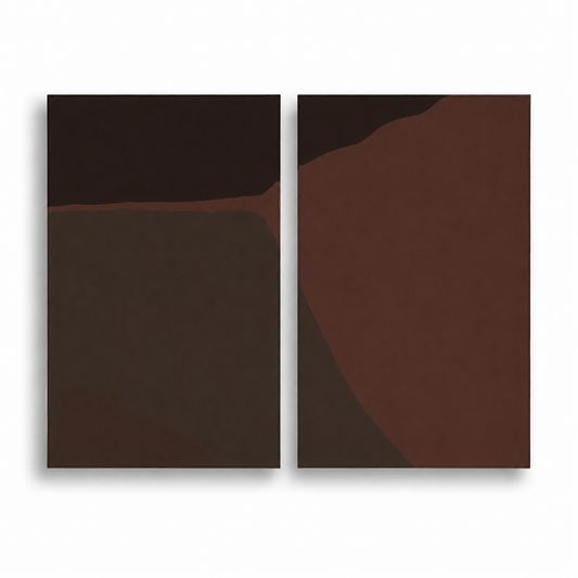 Minimalist Abstract Diptych Wall Art Set | Dark Earth Tone Modern Prints | Contemporary Japandi & Quiet Luxury Decor | Downloadable Wall Art