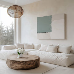 Sage Green & Beige Abstract Wall Art – Neutral Modern Canvas for Calm Home Decor