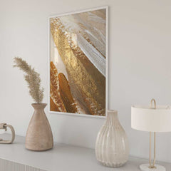 Gold and Beige Abstract Wall Art