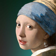 Girl with a Pearl Earring - Green Altered Art -Johannes Vermeer