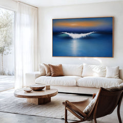 Abstract Ocean Wave Wall Art Print | Blue Coastal Seascape Canvas | Modern Minimalist Digital Download