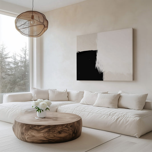 Minimalist Black & White Abstract Wall Art Print | Modern Neutral Downloadable Artwork for Contemporary Interiors