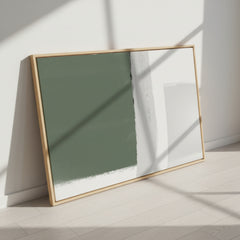 Abstract Wall Art – Minimalist Olive Green & White Modern Downloadable Print