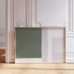 Abstract Wall Art – Minimalist Olive Green & White Modern Downloadable Print