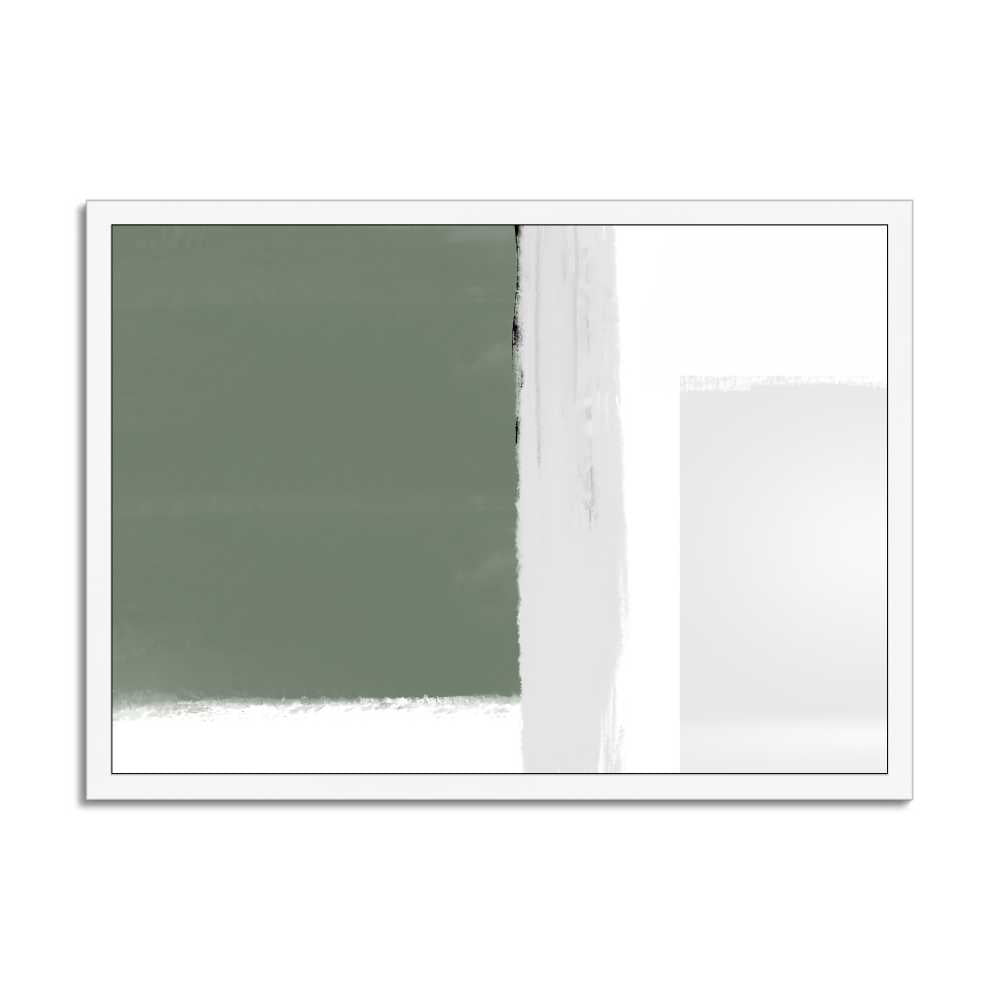 Abstract Wall Art – Minimalist Olive Green & White Modern Downloadable Print