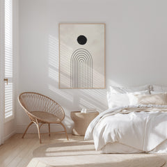 Minimalist Abstract Wall Art Printable – Beige Black Rainbow Line Zen Decor