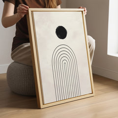 Minimalist Abstract Wall Art Printable – Beige Black Rainbow Line Zen Decor