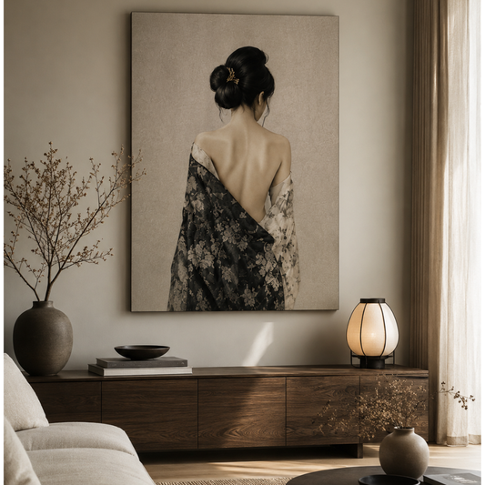 Japanese Kimono Wall Art | Neutral Wabi-Sabi Printable Wall Art | Elegant Geisha-Inspired Digital Download | Minimalist Asian Decor